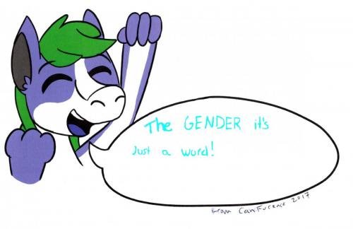 Tanby, the group mascot, a purple alien creature with green hair, pumps their fist in an excited cheer!