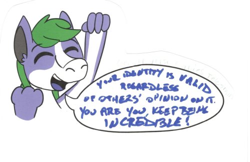 Tanby, the group mascot, a purple alien creature with green hair, pumps their fist in an excited cheer!