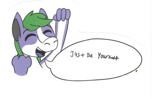 Tanby, the group mascot, a purple alien creature with green hair, pumps their fist in an excited cheer!