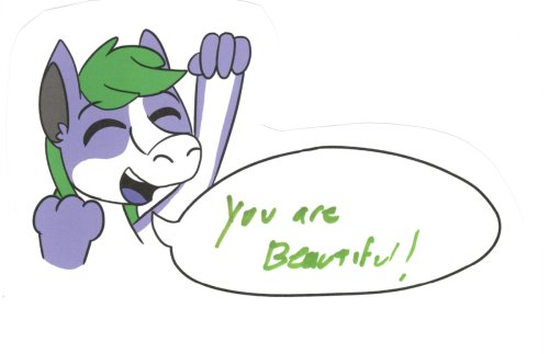 Tanby, the group mascot, a purple alien creature with green hair, pumps their fist in an excited cheer!