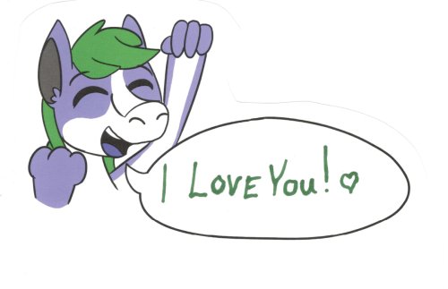 Tanby, the group mascot, a purple alien creature with green hair, pumps their fist in an excited cheer!