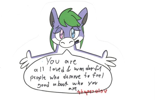 Tanby, the group mascot, a purple alien creature with green hair, offers a caring hug.