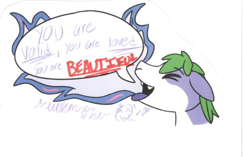 Tanby, the group mascot, a purple alien creature with green hair, breathes a big cloud of nebula fire!