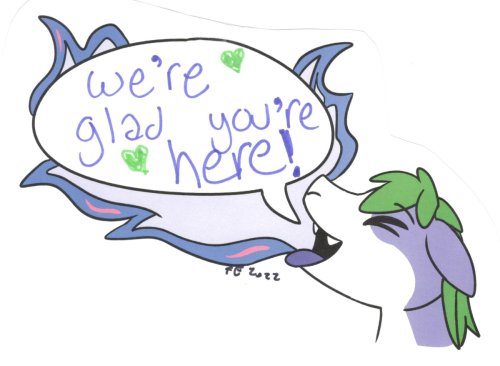 Tanby, the group mascot, a purple alien creature with green hair, breathes a big cloud of nebula fire!